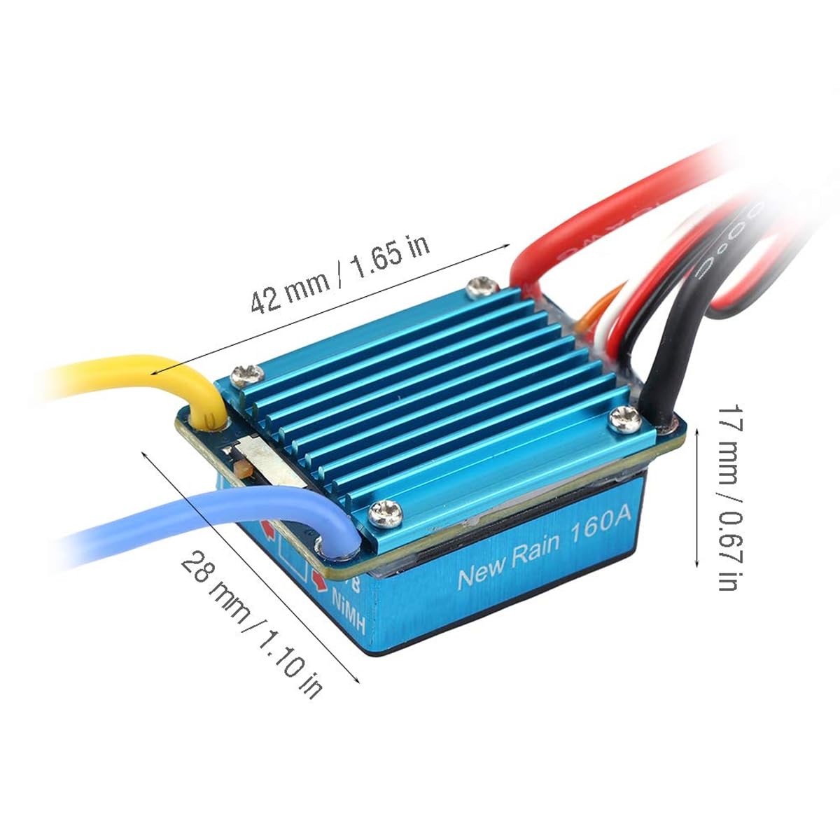 ESC spazzolato impermeabile 3S 160A con spina BEC T 5V 1A per auto RC da 1/12 o più grandi, controllo migliorato, prestazioni di potenza