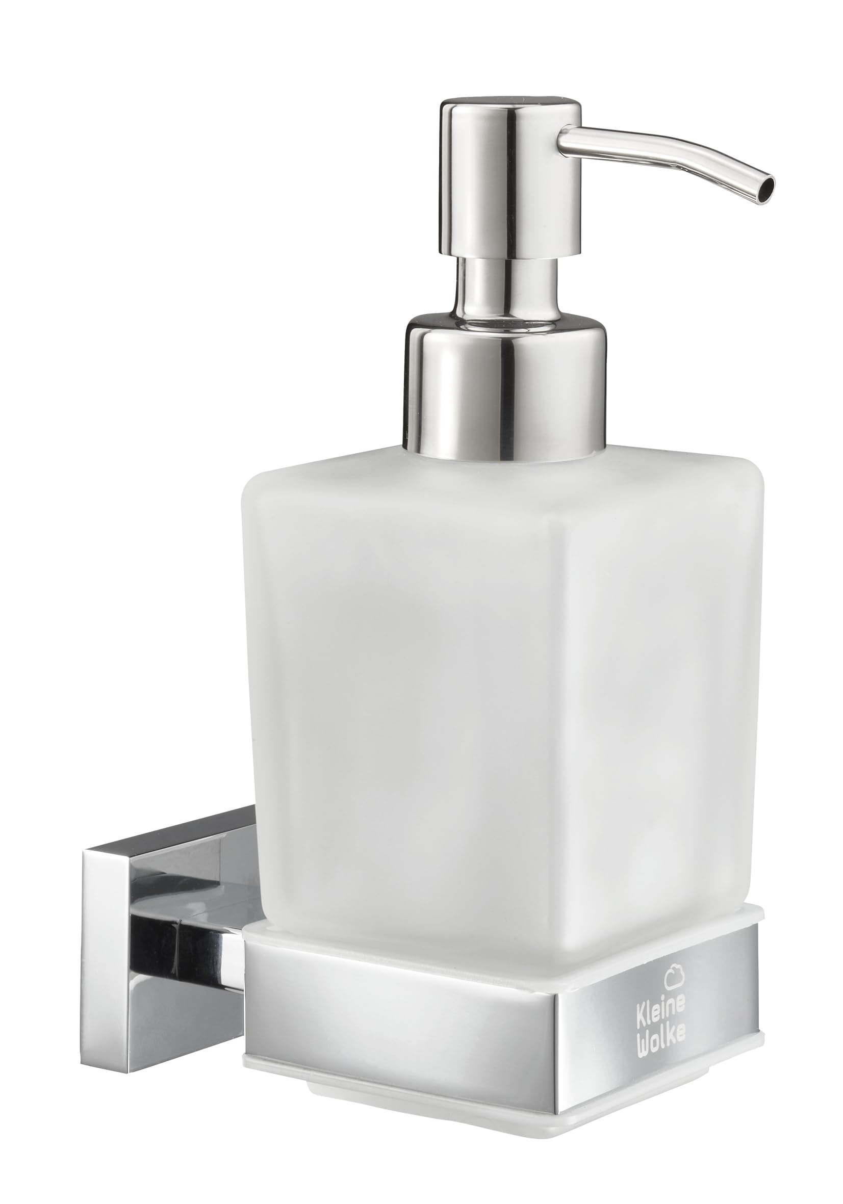 Kleine Wolke Dispensador de jabón de Pared, latón de Acero Inoxidable, Vidrio, lechoso, Longitud 6,2 x Breite 9,5 x 15,8 cm