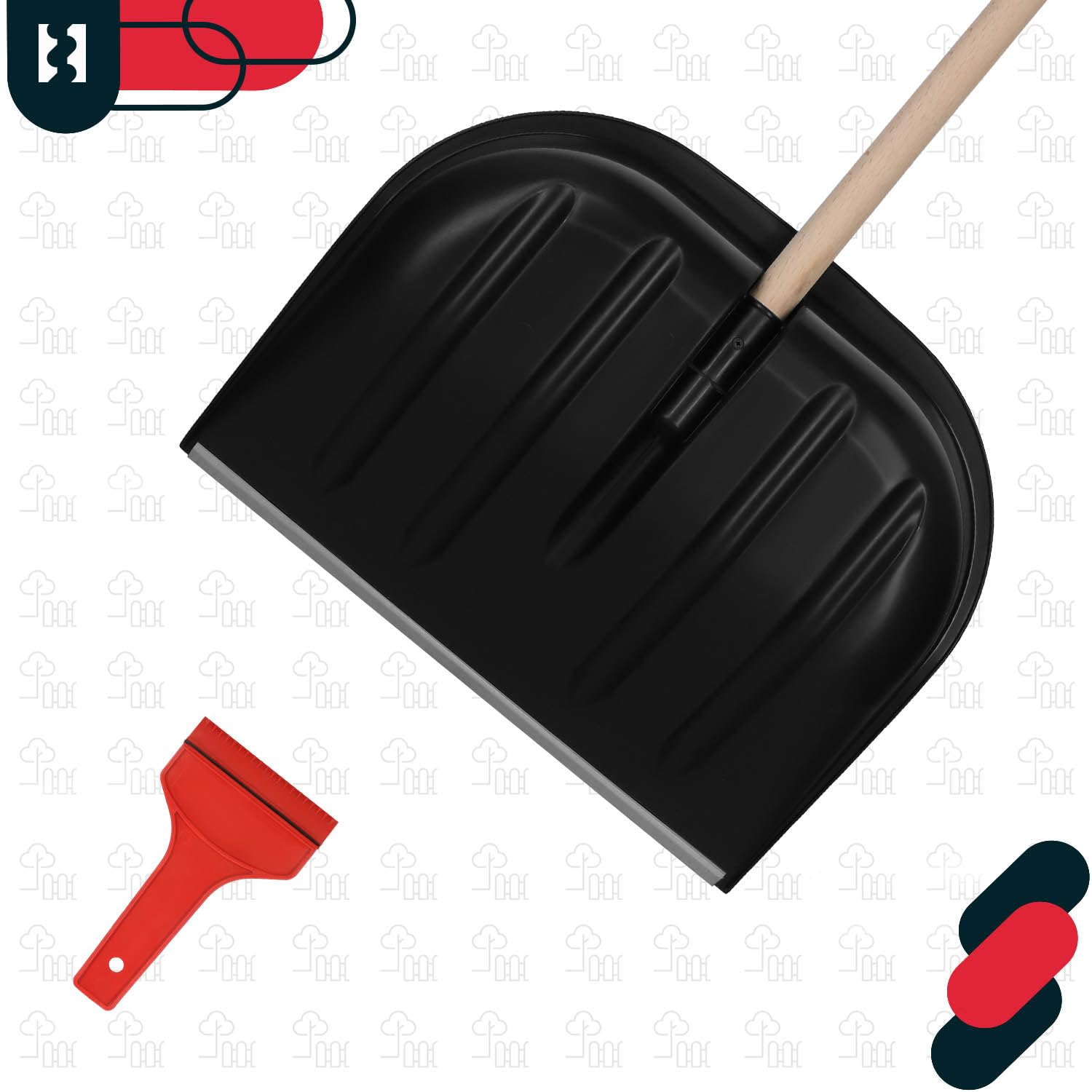 KOTARBAU® Juego de 2 palas de nieve para coche de 47 cm con mango de madera de 137 cm + raspador de hielo para coche, para quitar la nieve, rascador de parabrisas para coche con borde de goma — view 6