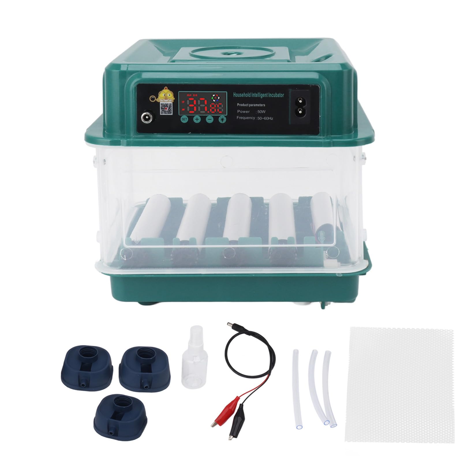 Incubadora de Huevos, Máquina Automática Digital para Incubar Aves de Corral con Volteador Automático de Huevos, Ovoscopio LED y Fuente de Alimentación Dual, para (Enchufe de la UE 10)