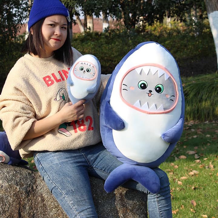 Image of Plush Stuffed Animal Shark Cat Funny Sleeping Toy Cushion Pillow Toy Desk Fluffy Sleep Soft Funny Gift for Boyfriend Girlfriend Birthday 60 CM
