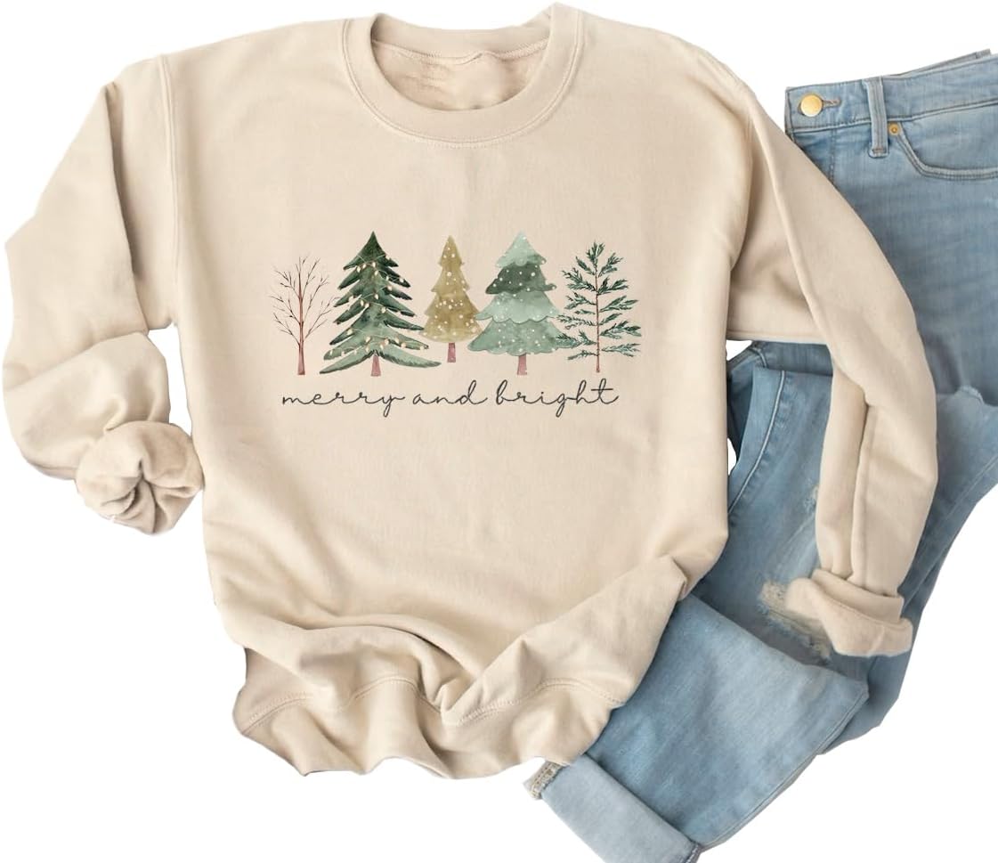 Ykomow Christmas Sweatshirt for women Retro Ugly Merry Christmas Sweaters Long Sleeve Xmas Graphic Shirts - Image 3