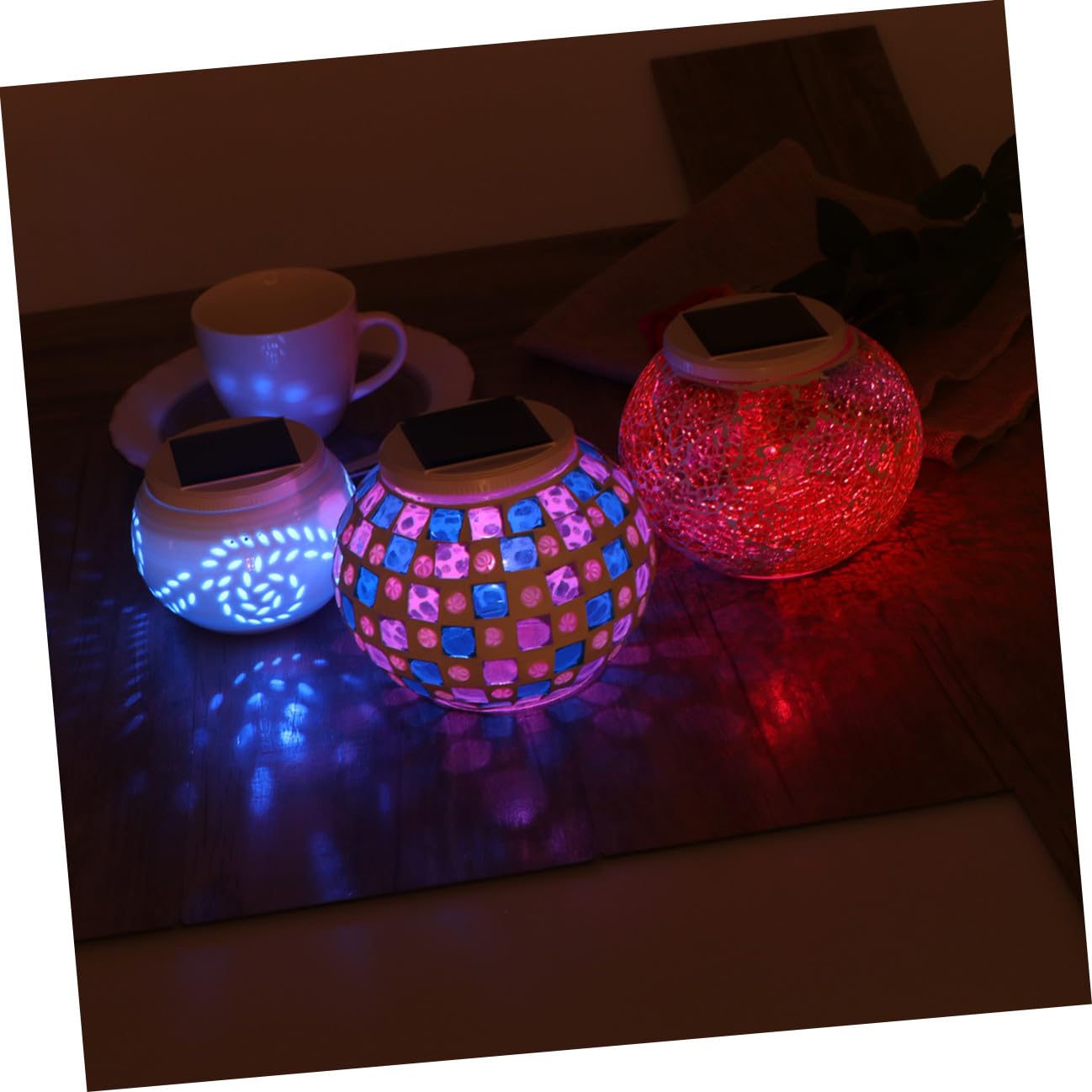jojofuny Lampada Solare da Giardino a Sfera in Vetro Led, 2 Modalità (colore Singolo e Cambio Colore), Automatica Accensione Notturna, per Patio e Casa