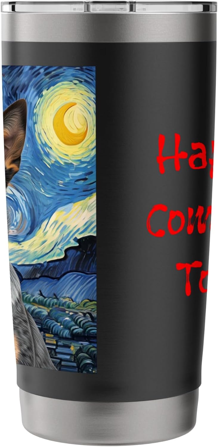 Blue Heeler Tumbler Starry Night Water Bottle Travel Stainless Steel Insulated Tumbler