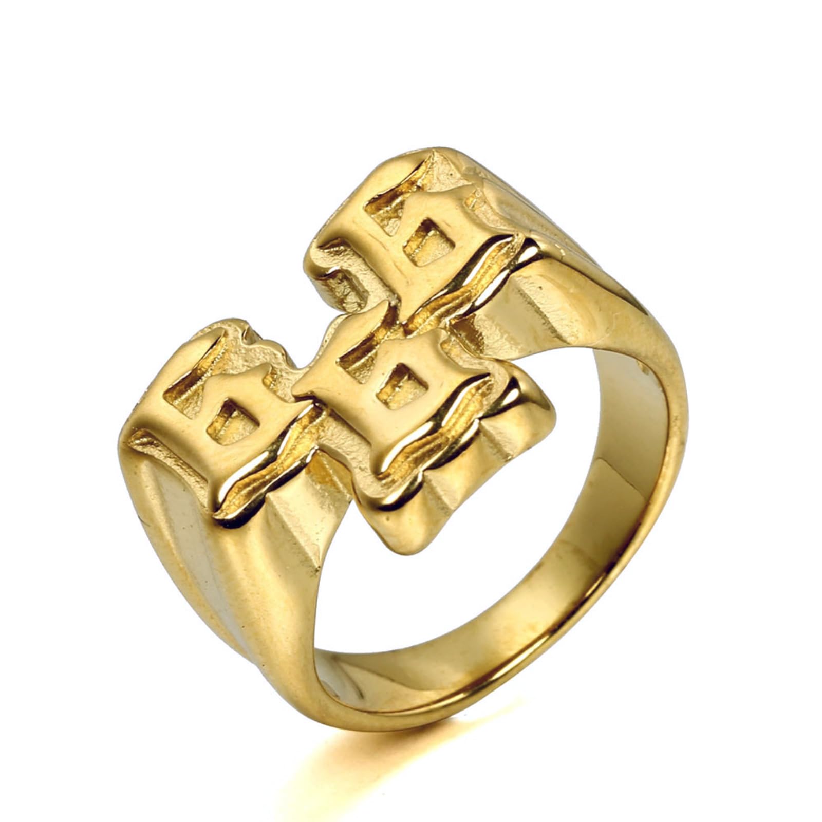 VHJdtE Rings, Antichrist 666 Ring - The Mark of the Beast, Titanium Steel Hip Hop Punk Accessory for Men(Gold,Y)
