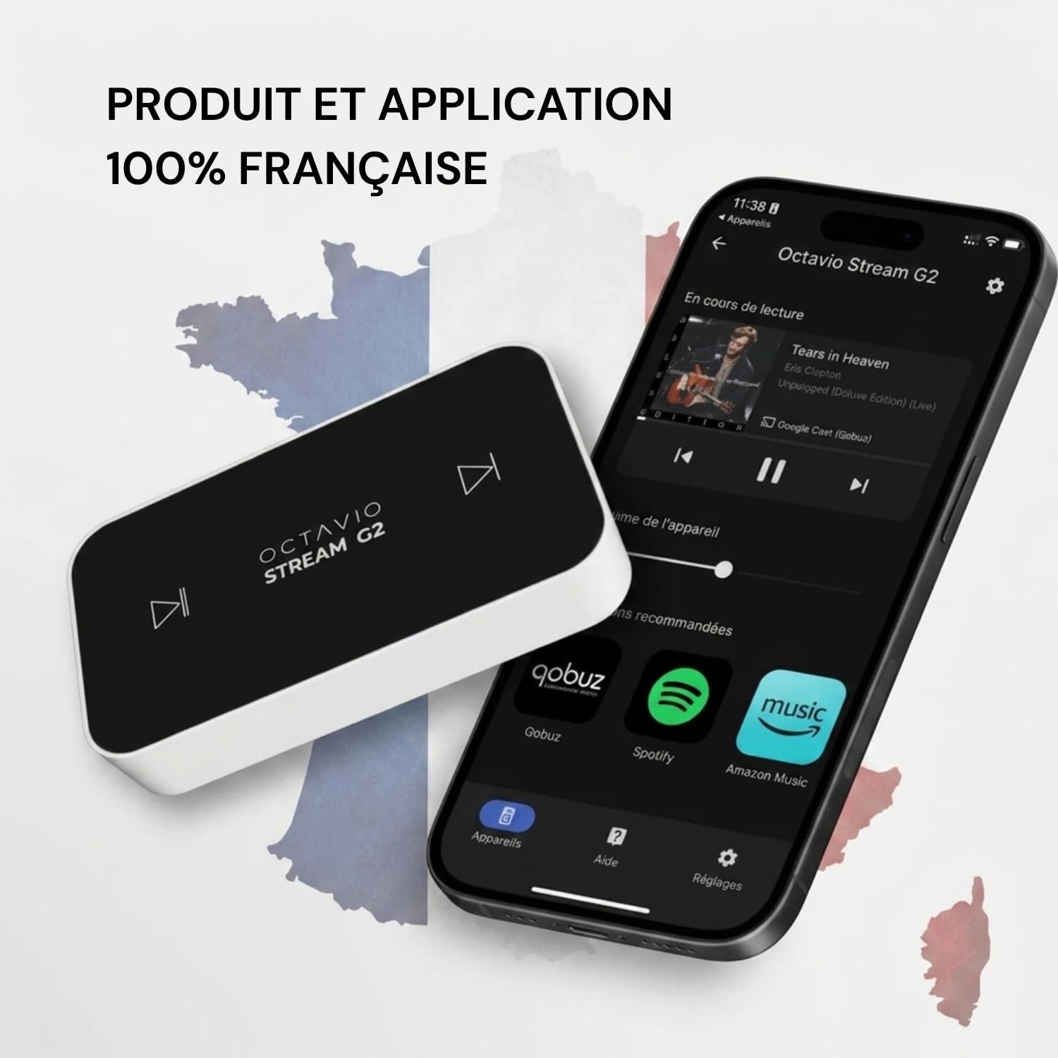 Octavio Stream G2 – Audio-Streamer, WLAN, kompatibel mit Google Cast, AirPlay2, Qobuz Connect, Spotify Connect, Tidal Connect, Deezer, Youtube Musik, Hi-Res, Multiroom, Radios (Kabel MiniToslink