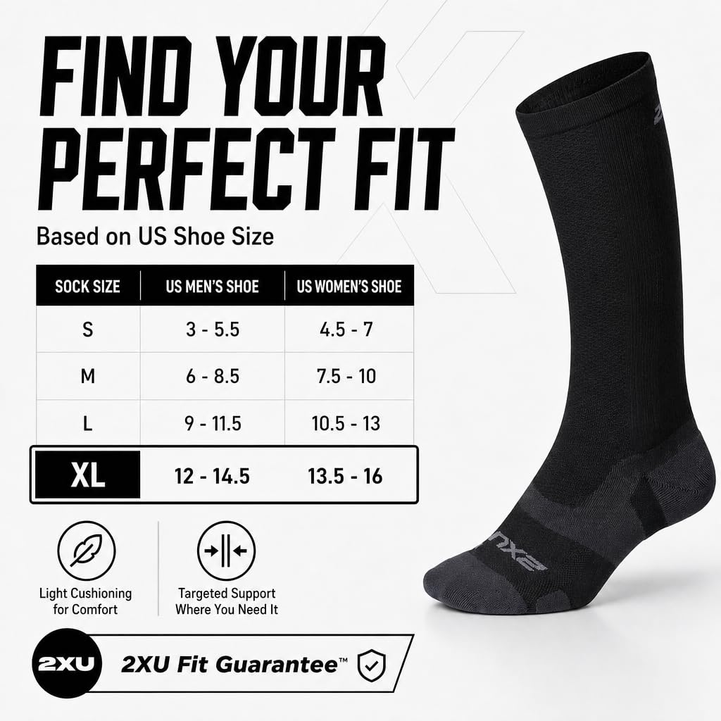 2XU Unisex Vectr Light Cushion Full Length Socks Compression Sock