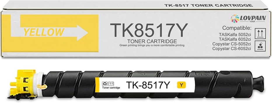 TK-8517 TK8517 Toner Cartridge 1-Pack, Yellow - Lovn Compatible TK-8517Y Toner Cartridge Up to 20,500 Pages Replacement for Kyocera Copystar CS-5052ci CS-6052ci & TASKalfa 5052ci 6052ci Printer