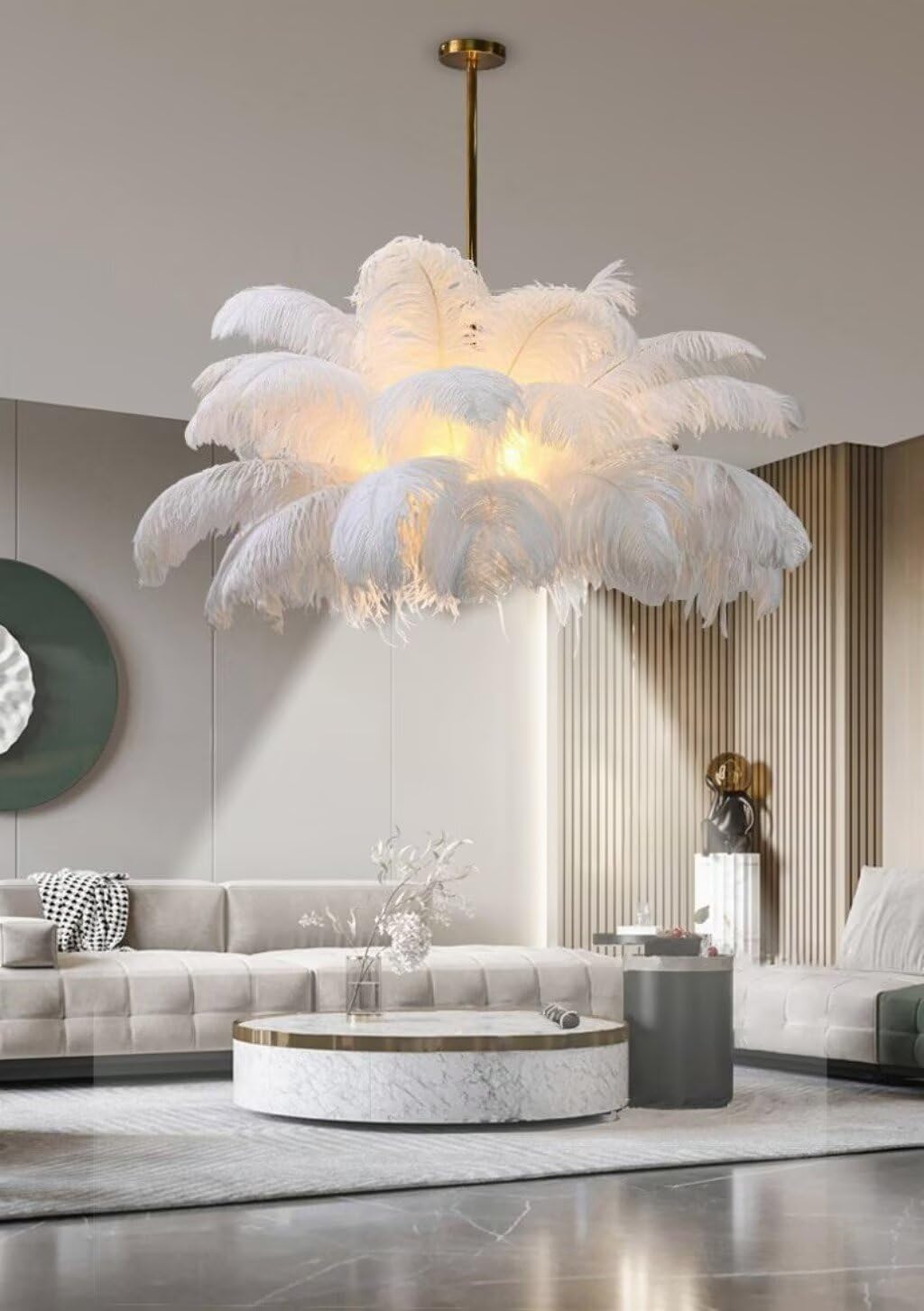 Kreatywna biała lampa wisząca, nordycka 80 cm, reflektor LED 4500 K, nowoczesna lampa wisząca do salonu, sypialni, jadalni, pokoju dziecięcego.