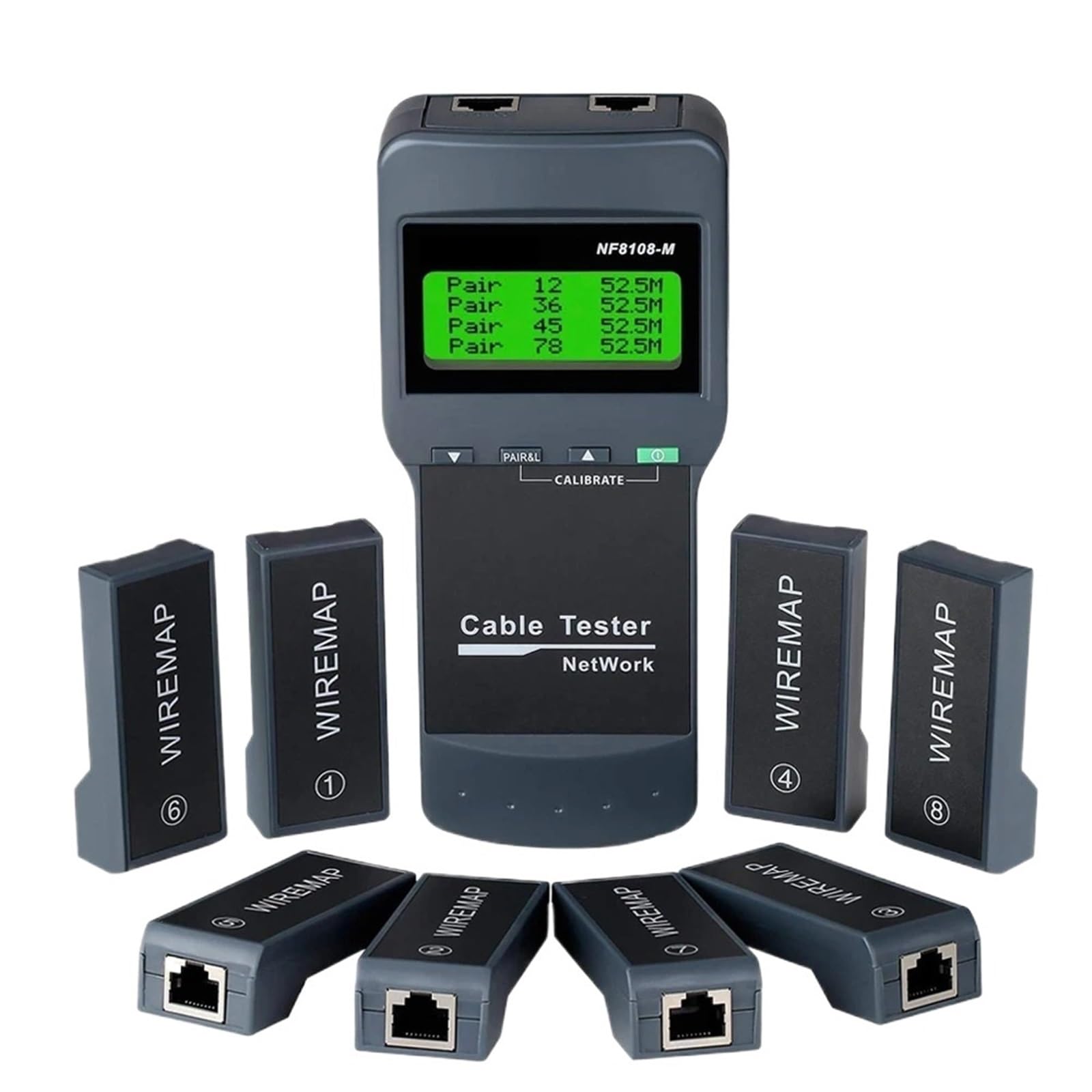 Tester for cavi di rete con 8 strumenti misurazione remota a lunghezza for doppi intrecciati STP/UTP Prove di trasmissione