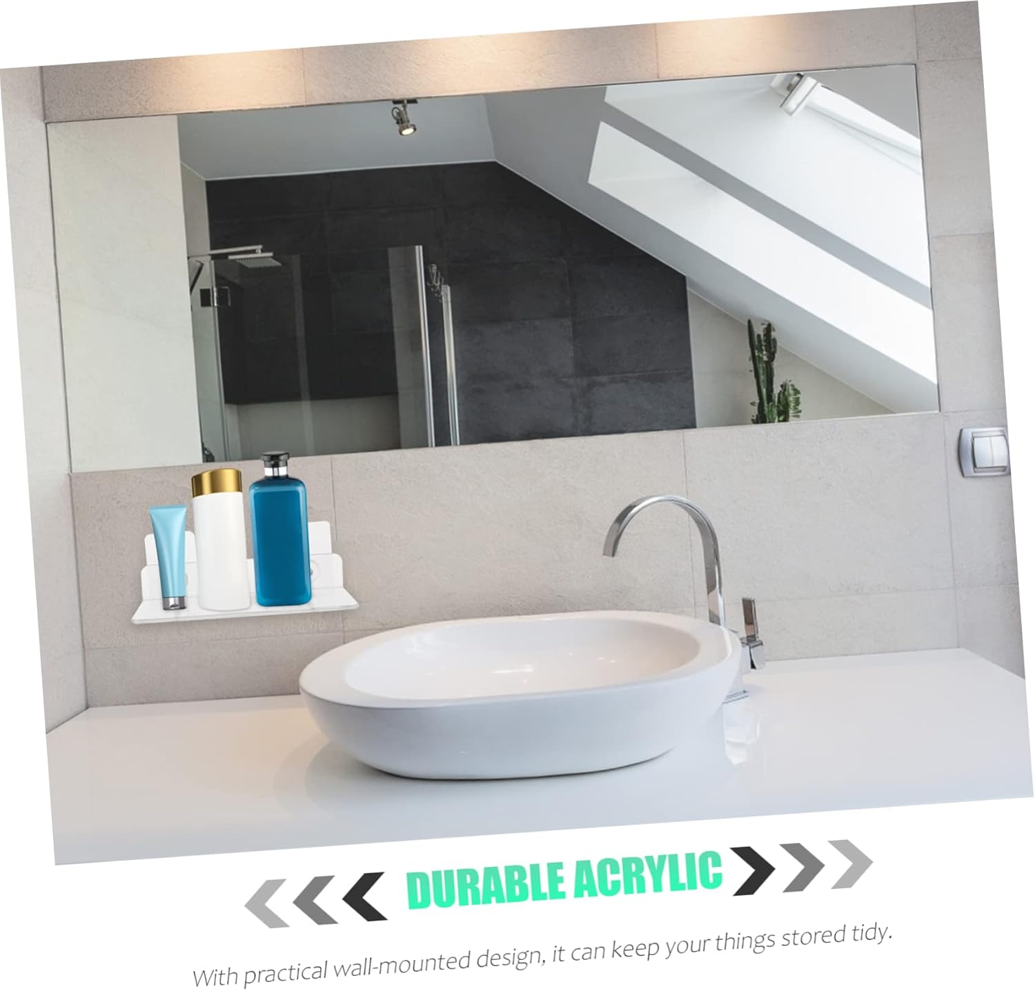 TEHAUX 8pcs Bathroom Organizer Easy Install Acrylic Shelves No Drill Needed Floating Wall Organizers for Bathroom Rv Bedroom Kitchen