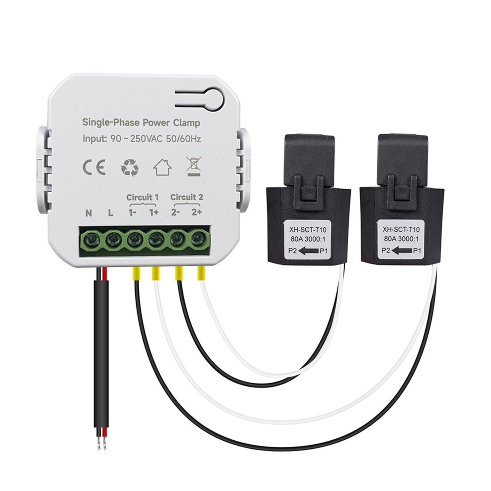 Disyuntor de energía, Medidor de energía Tuya monofásico 80A con abrazadera CT 90- 250VAC 50/60Hz estadísticas de electricidad Kwh Monitor de consumo de energía Monitor de consumo de electricidad(PC31