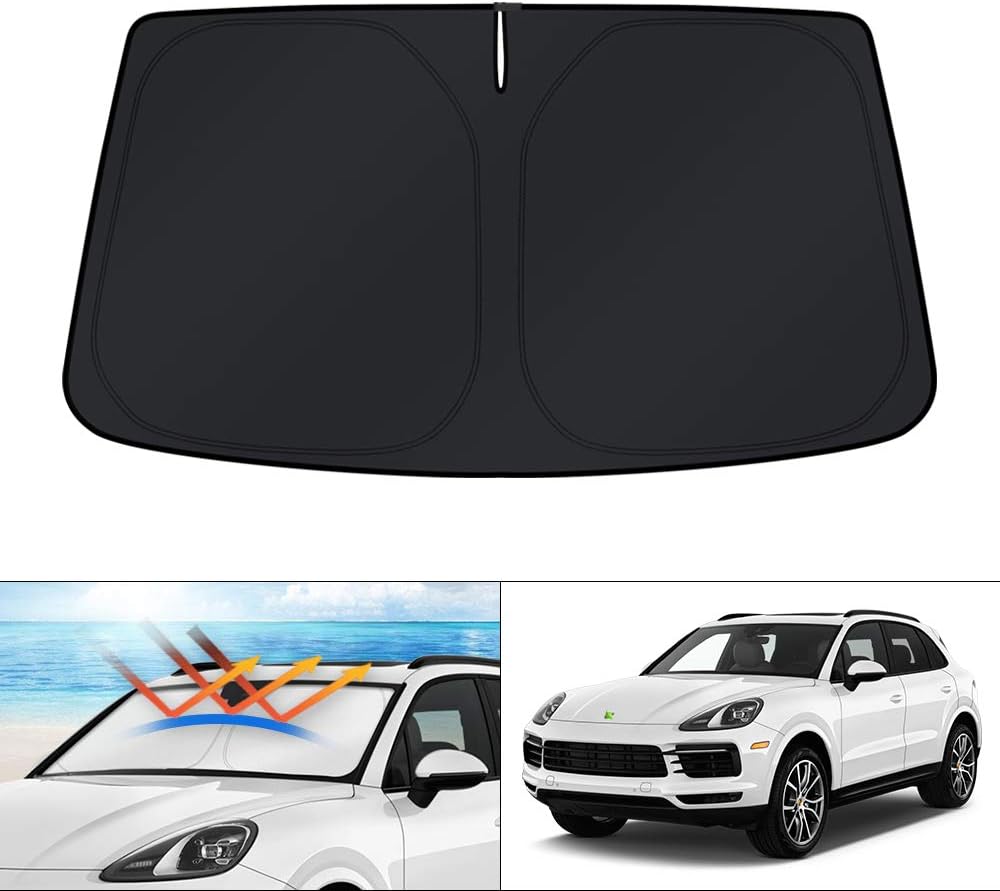 KUST Custom Fit Windshield Sun Shade for 2019-2024 Porsche Cayenne Accessories Sunshade Foldable Window Sun Visor Protector Blocks UV Rays Keep Your Car Cooler