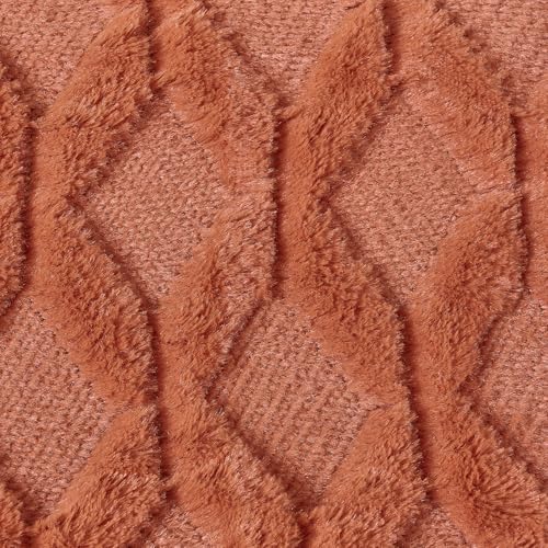 Volcanics Pack of 2 Faux Wool Burnt Orange Throw Pillow Covers 20x20 Inches Decorative Farmhouse Velvet Couch Pillow Case Soft Plush Square Boho Cushion Pillowcase
