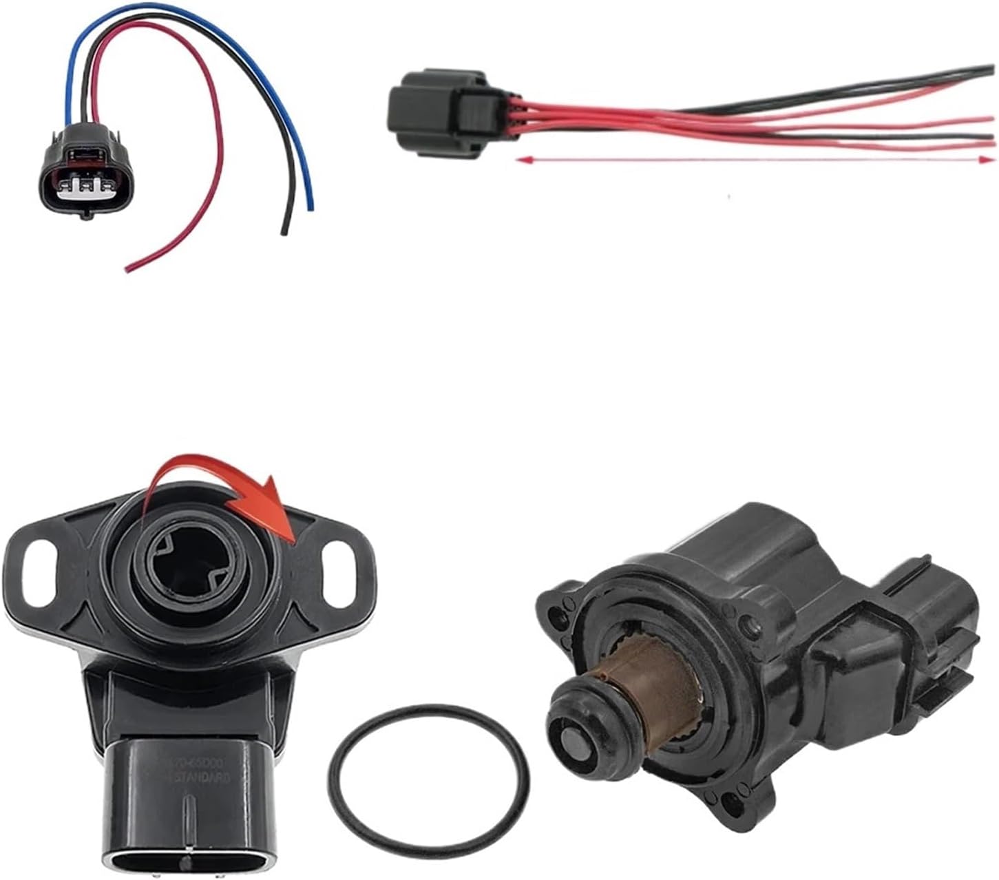 Idle speed control valve and throttle position sensor TPS 18137-52D00 13420-65D00 1342052D00(Set Of 2 and Plug)