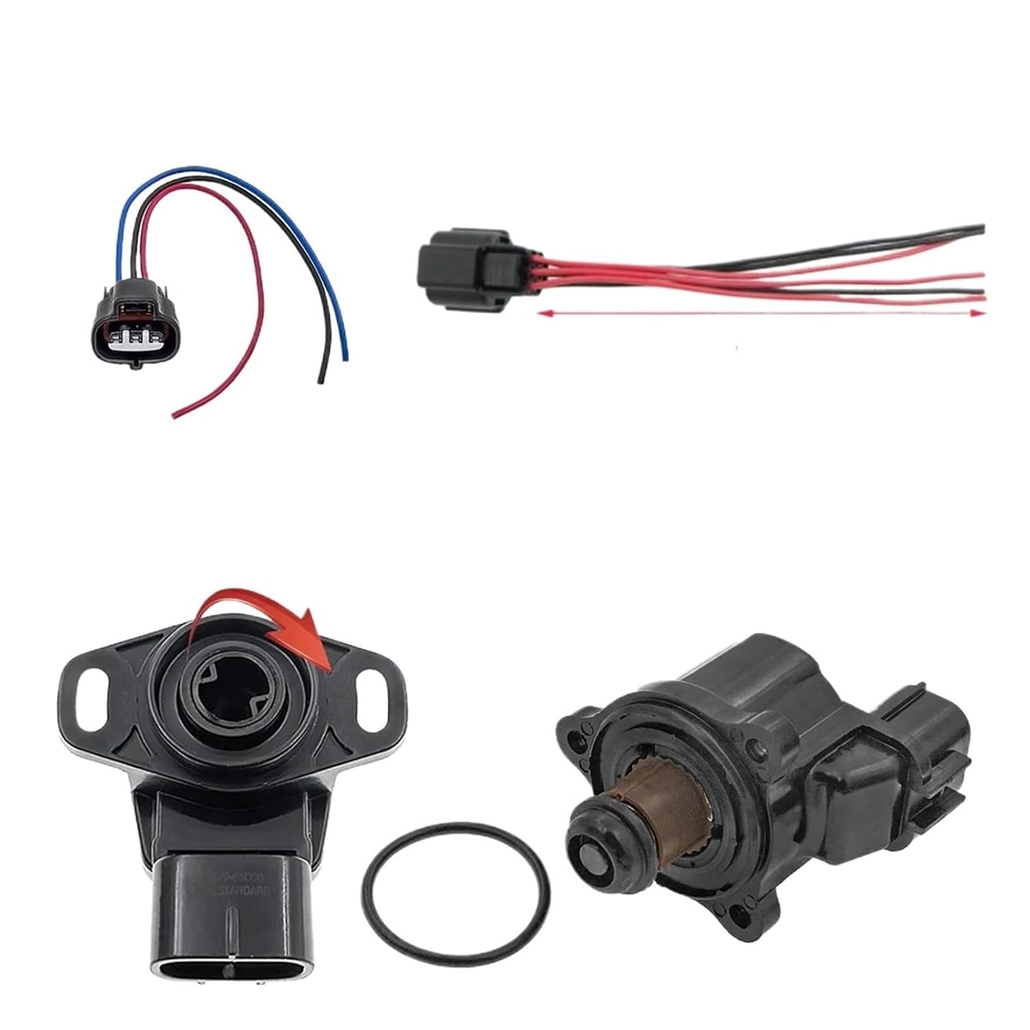 Idle Speed Control Valve and Throttle Position Sensor TPS 18137-52D00 13420-65D00 1342052D00(Set of 2 and Plug)