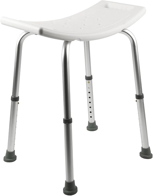 AllRight Shower Stool for Elderly Bath Shower Seats for Adult Disabled Height Adjustable Non-Slip Aid Bath Shower Chairs Aluminium Perching Stool White