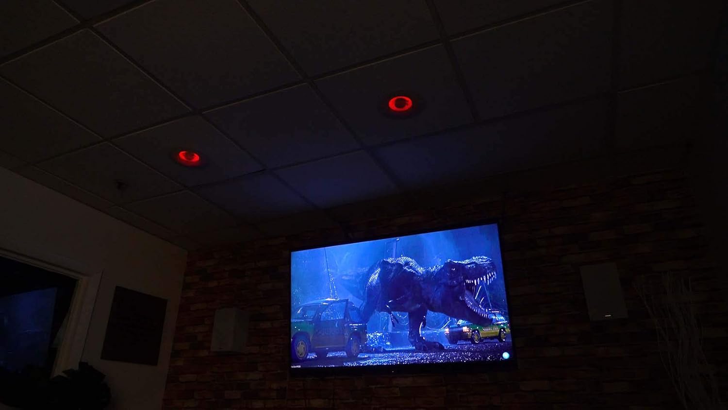 Rockville Pair HC65-LED 6.5" 500 Watt in-Ceiling Home Theater Speakers 8 Ohm, LED Effects, Kevlar Cone, Paintable Grill, for Home Audio and Entertainment Red image 6 of 11 B07NQ52W5T