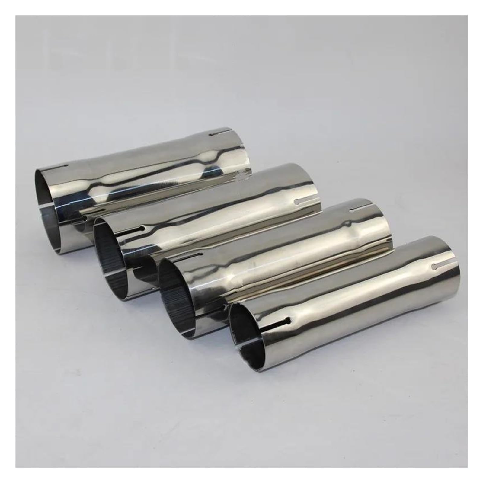 Tubo Scappamento Gli Accessori Per Auto Manicotto Universale In Acciaio Inossidabile 304 Silenziatore Per Tubo Espanso Connettore Calibro 54mm 66mm 73mm 80mm 4 Slot Silenziatore(73mm-70mm-73mm)
