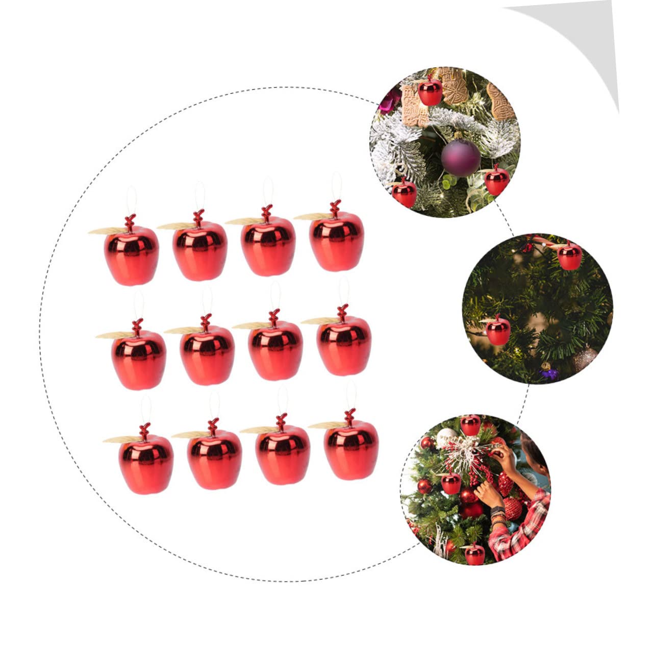 Alipis Décorations De Fête De Noël 60 Pièces Pendentif d'arbre De Noël Décorations D'Intérieur Pommes De Rouges Ornements en Plastique