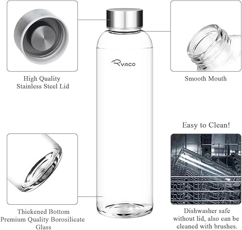 Miniatura 3 de Ryaco Botella de agua de vidrio de borosilicato