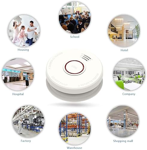 Miniatura 7 de AUSAIM Detector de humo, paquete de 4 alarmas de incendio, batería incluida, tecnología fotoeléctrica, detector de humo con botón de prueba y señal