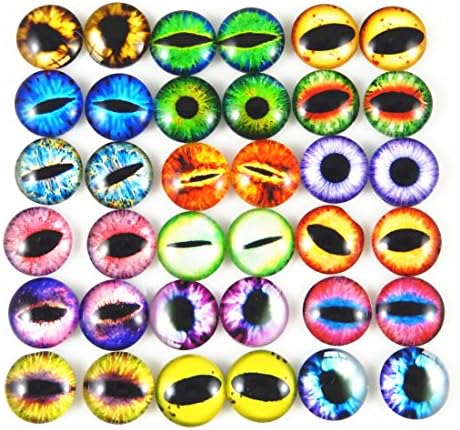 Julie Wang 100PCS/Pack Wholesale in Bulk Assorted 8mm Round Glass Dragon Eye Covered Cabochons For Doll Making and Jewelry Settings