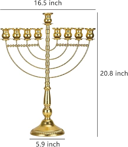 Miniatura 3 de Portavelas de oro con 9 ramas de menorás, portavelas para Hanukkah, Shabat, Templo de Jerusalén