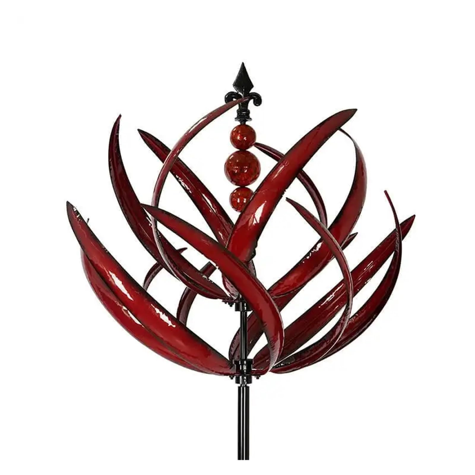 Wind Spinner Metal Rotator Wind Spinner with Garden Stakes,Iron Gardening Windmill for Lawn Yard and Garden Decor (Color : Red)