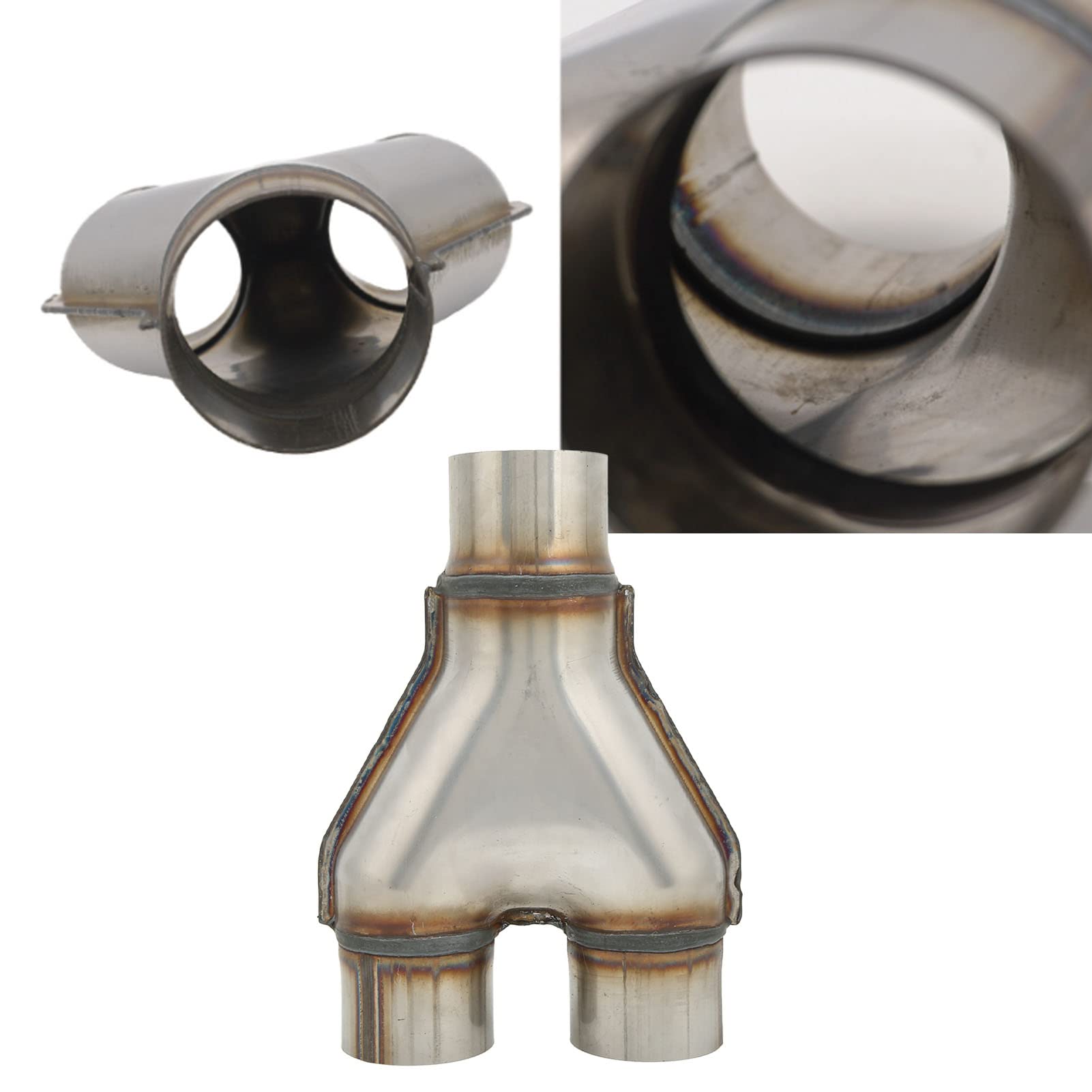 Embouts de Tuyau D'échappement en Forme de Y, en Acier Inoxydable, 1 Entrée 2 Sorties, Embout de Silencieux Universel, Décoratif et Facile à Installer (Diamètre intérieur de 76 mm)