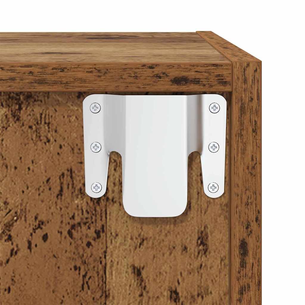 Set 3 Mobili TV da Parete Legno Ingegnerizzato Legno Vecchio | Consolle sospesa salvaspazio per soggiorno con 10 scomparti interni, ideale per riordinare console e accessori.