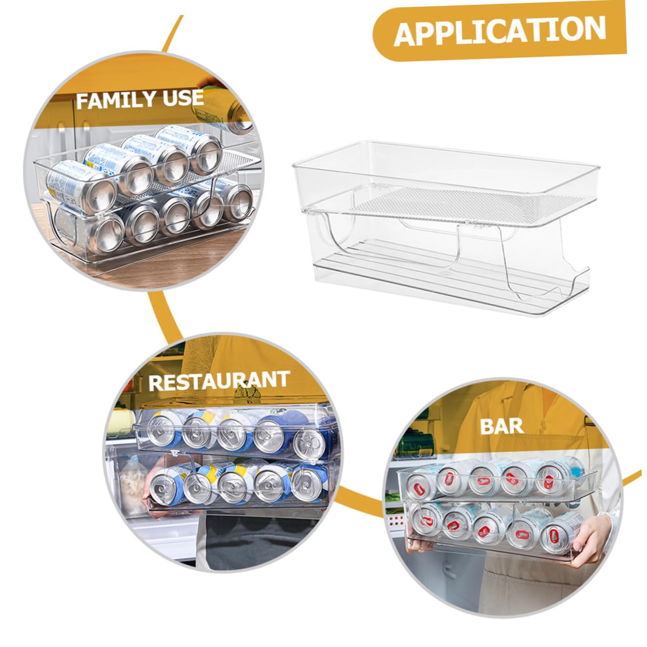 Organizador de Latas para Nevera, Doble Capa, Diseño Transparente Pet, Sistema de Rodadura para Refrescos y Bebidas, Adecuado para Refrigerador y Cocina