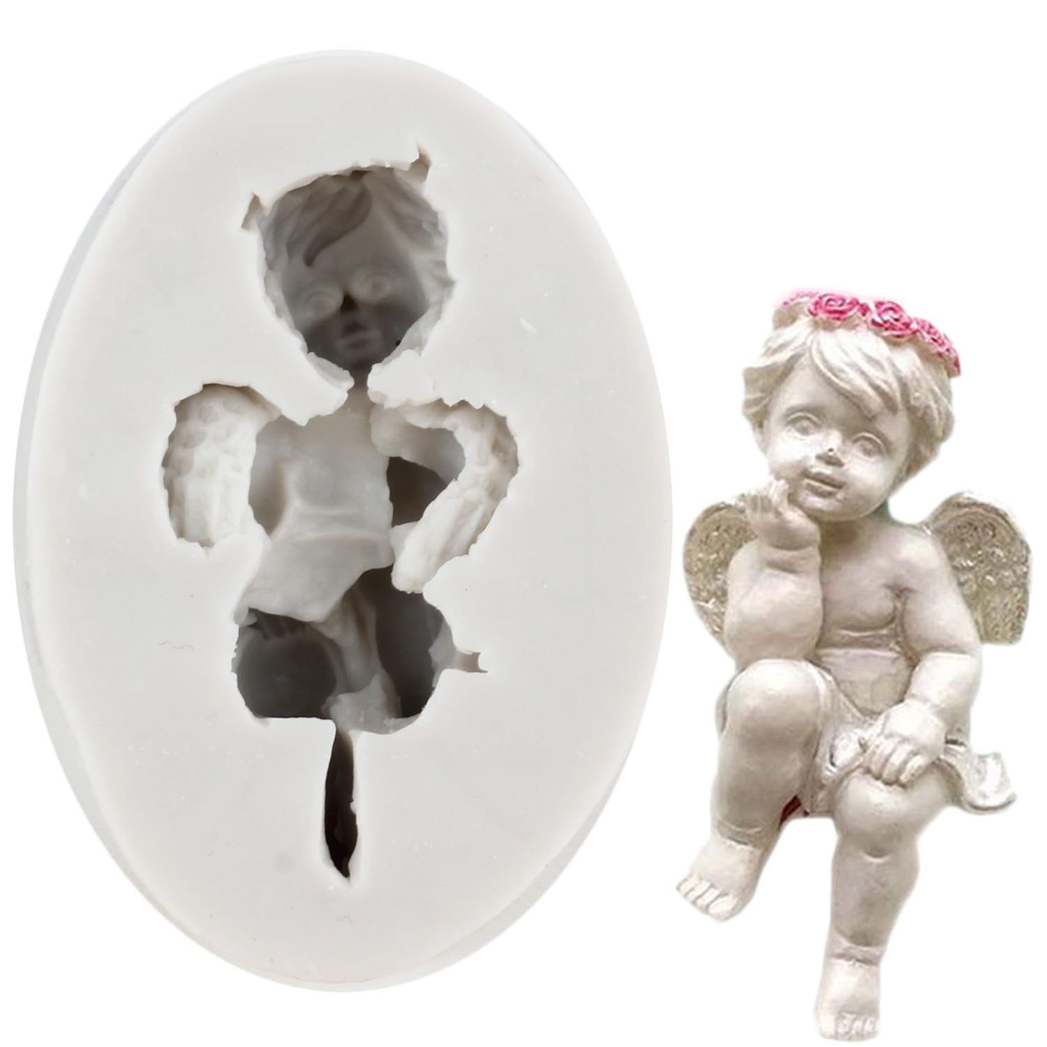 3D Angel Baby Silicone Fondant Molds For Cake Decorating Cupcake Topper Candy Chocolate Gum Paste Polymer Clay Set Of 1