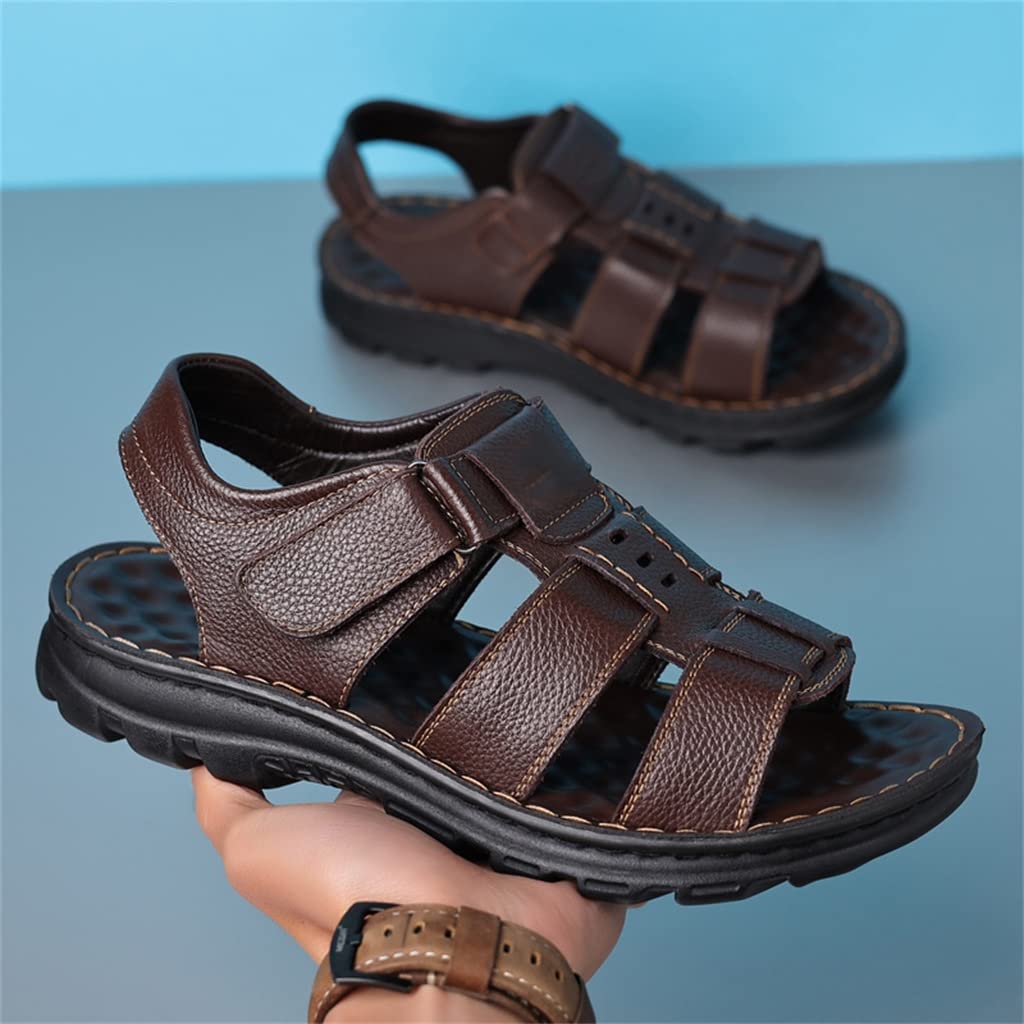 Amazon.com: ZYQHMY Men Genuine Leather Sandals Outside Cow  display picture 1