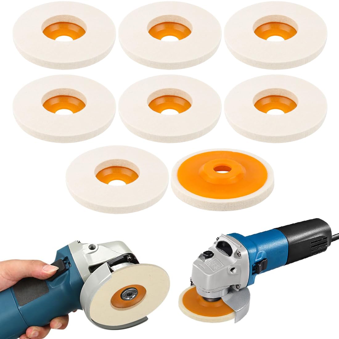Aililong Lot de 8 disques de polissage en feutre de laine pour meuleuse d'angle - 125 mm - Pour métal, marbre, bois - Disques de polissage efficaces pour meuleuse d'angle et perceuse