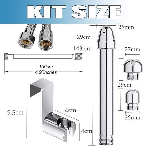 Miniatura 2 de Kit de enema de ducha con gancho, sistema limpiador de boquillas de colon con manguera de ducha de 59 pulgadas y 3 cabezales para limpieza de