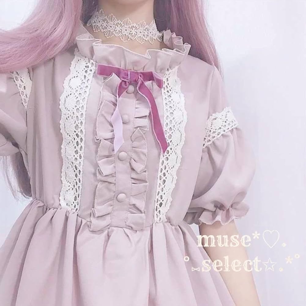 ピンク フリル ロリータ　ドレス　ワンピース　姫ギャル 甘いロリータOPドレス桜祭りフリルピンクカスケードフリル