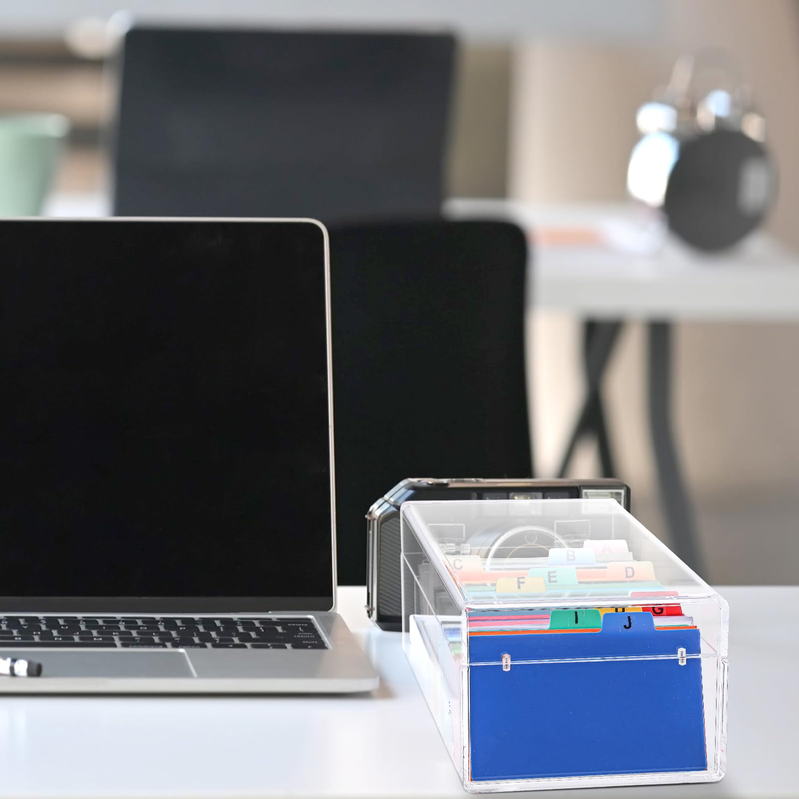 Index Card Box Clear Acrylic Index Card Holder - 4 Divider Organizer For  600 Cards (4x6 Inch) 4x6 Index Card Binder