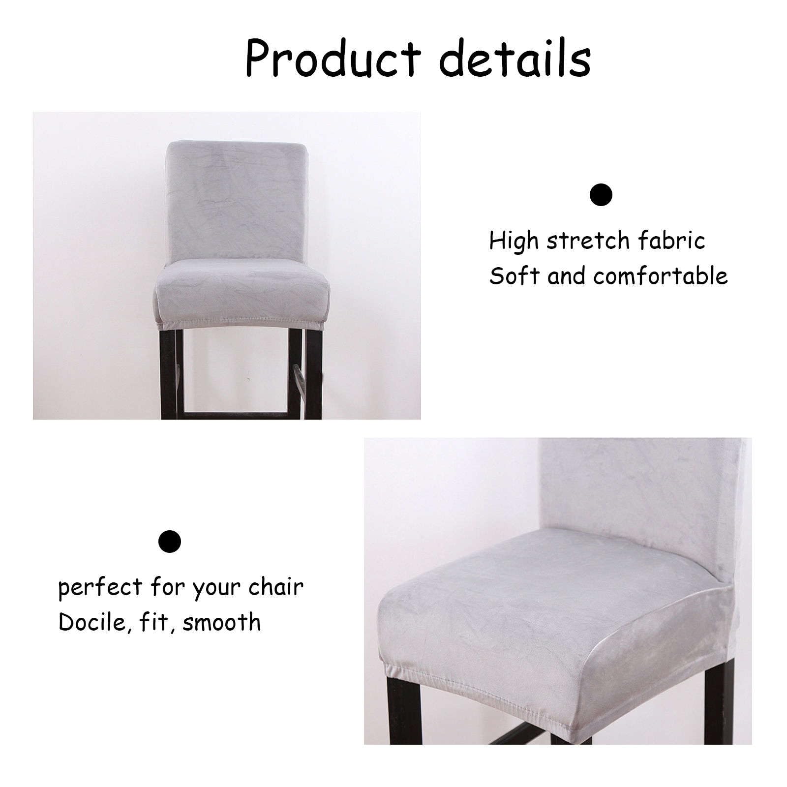 Fundas elásticas para taburetes de bar, protectores de silla suaves y extraíbles con parte inferior elástica para fundas de asiento altas antideslizantes en comedor y cocina