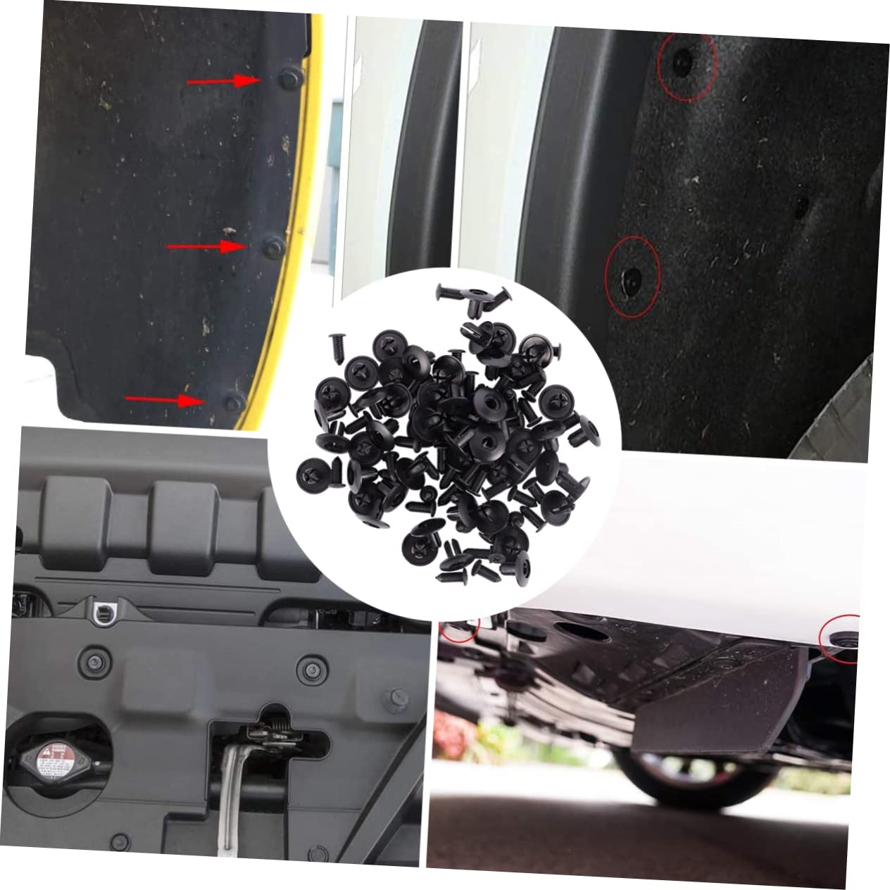 50Pcs Black Plastic Push Rivet Clips for Auto Bumper Fixation