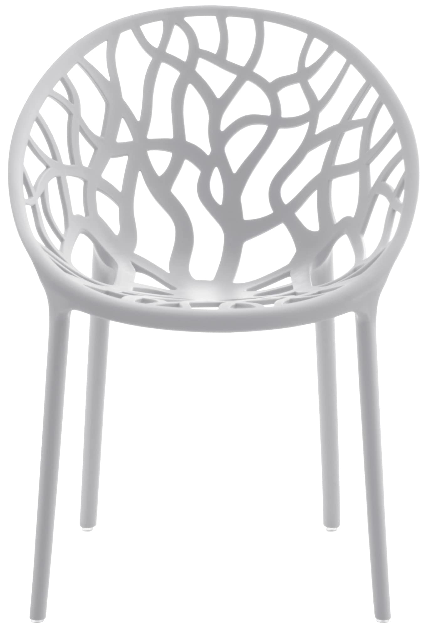 CLP Juego de 4 sillas de jardín, apilables y Resistentes a la Intemperie, Moderno con reposabrazos no Ajustables, Estructura de plástico Hope, Color:Gris Claro