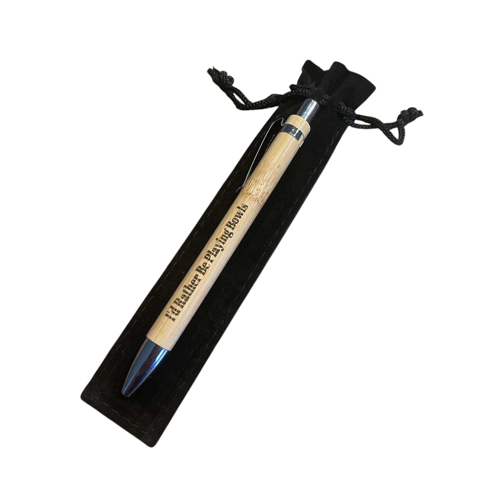 Ashton and Finch Bowls Pen - “I’d Rather Be Playing” Engraved Design, Brown