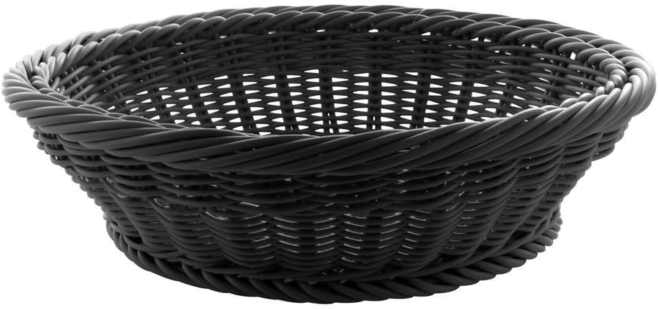 HUBERT Basket with Handles Round Black Plastic- 17" Dia x 8" H