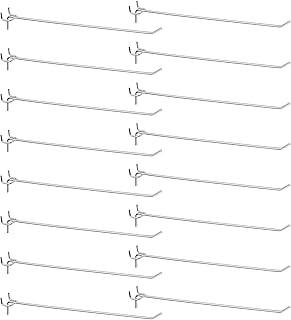 HARFINGTON 100pcs Pegboard Shelving Hooks 12" Stainless Steel Peg Board Display Hook Hanging Holders Wall Mount Organize Tools for Workbench Garage Kitchen Store, Silver