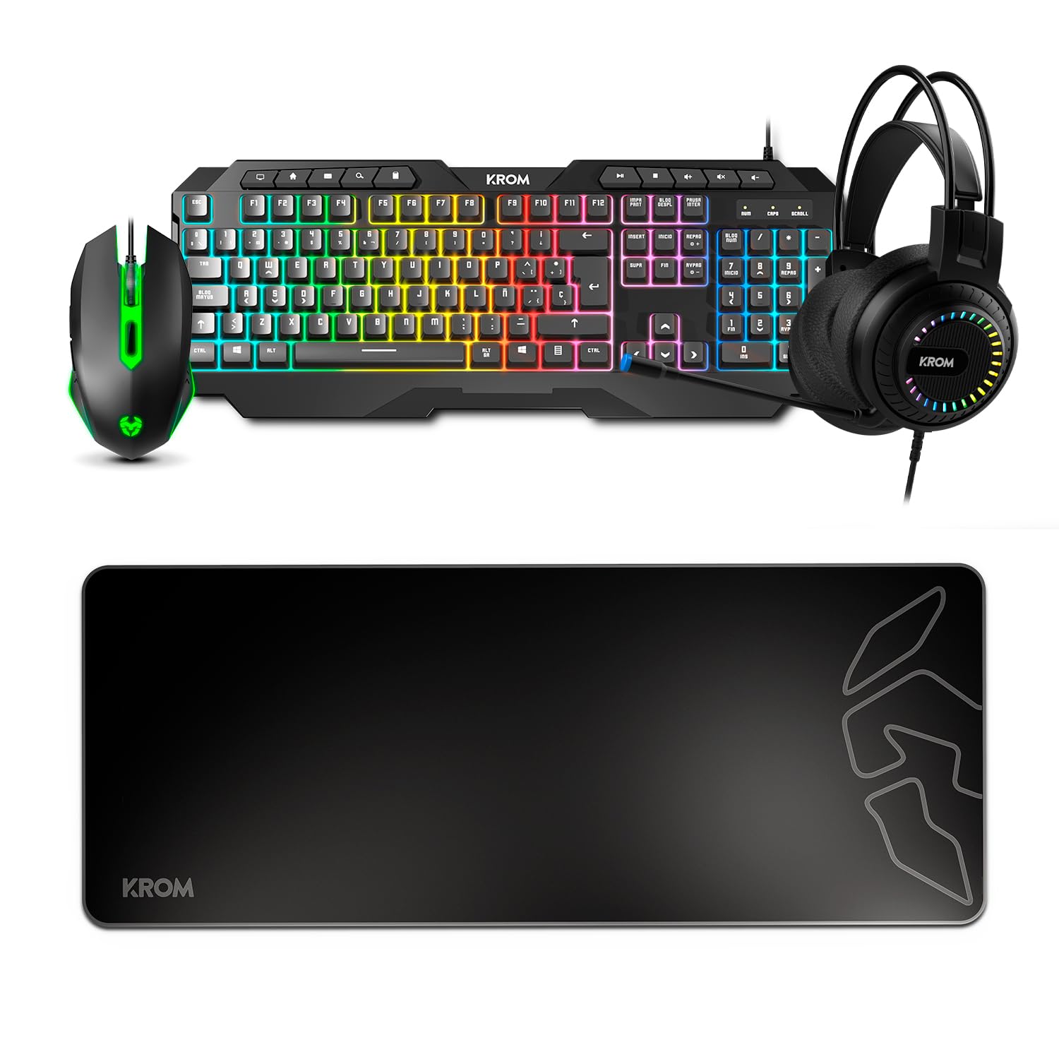 KROM Kalista - Teclado Gaming de Membrana RGB Rainbow, Formato 62%, Modo Gaming, N-19 Anti-ghosting, Windows | Mac, Layout español, Negro — view 15