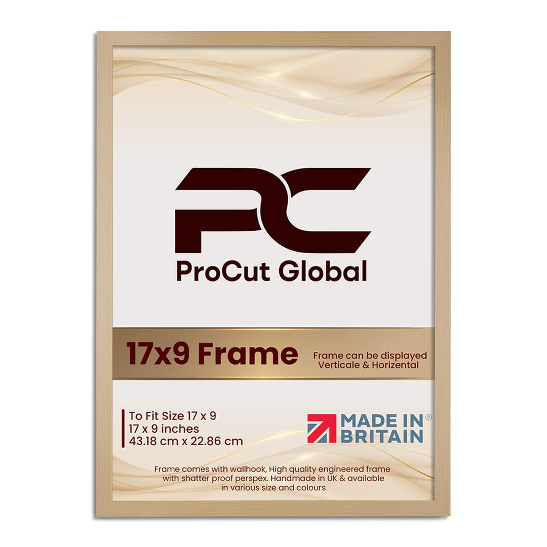 Procut Global 17X9 Country Pine Picture Frames - Modern Wooden Photo Frame with Shatterproof Perspex for Wall or Tabletop - Perfect for Posters, Certificates, Prints - Sizes & Colors Available — image 1