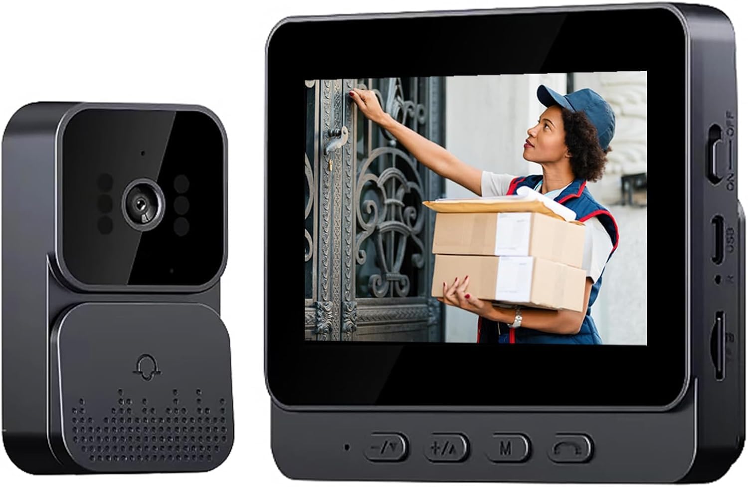 Sonnette sans Fil avec Camera,Écran IPS de 4,3 Pouces Sonnette sans Fil Exterieur Etanche, Audio Bidirectionnel,Étanche, Supporte Le Stockage Cloud,Sonnette pour Famille