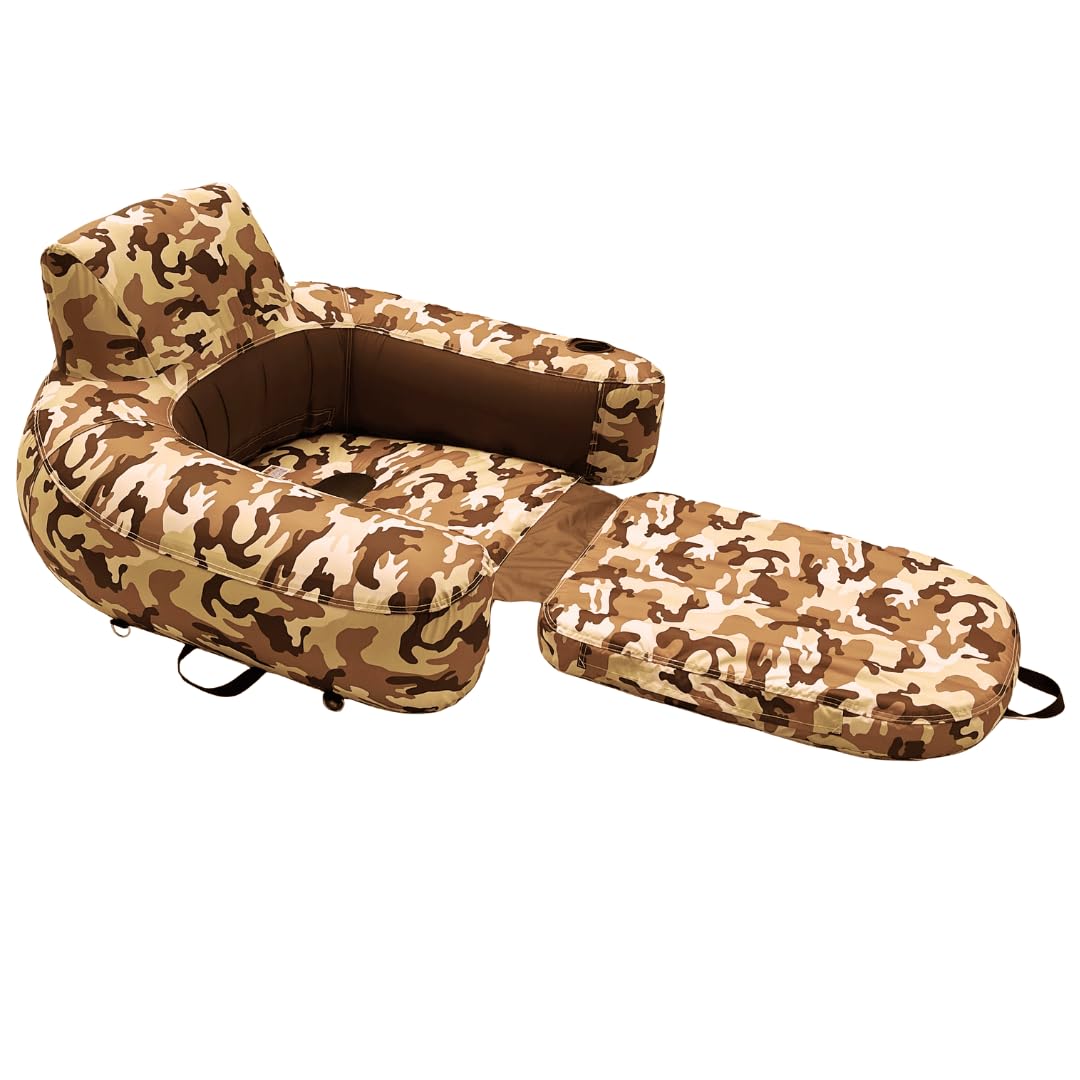 Freetime Fun Pool Lounger Inflatable Pool Floats - Pool, Lake, River Floating Lounge Chair Heavy Duty Fabric Pool Raft 2in1 Convertible Chair -