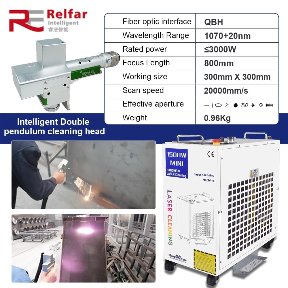 Macchina per la pulizia del laser a fibra 1500 W/2000 W/3000 W Relfar Double Wobble Rimozione del Rust Removal Cleaning Olio di Ruggine Macchina per la rimozione della ruggine in metallo per la