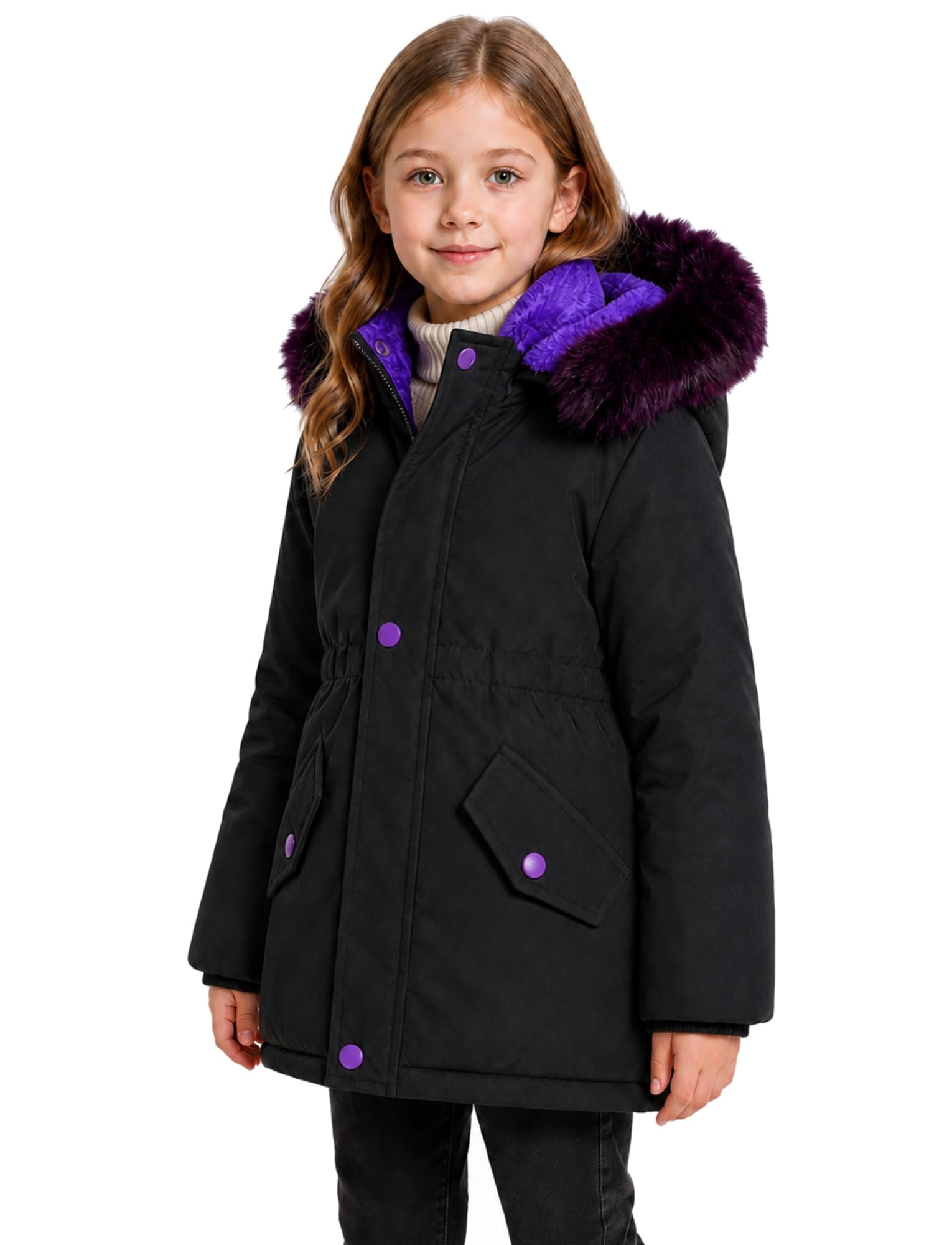 Happy Cherry Manteau Enfant Fille Blouson Parka Doudoune Chaud Hiver Manteau à Capuche Coupe Vent